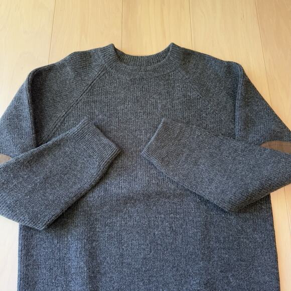 Best Made CO Sweater Medium Gray Wool Pullover Elbow Pads Minimalist New York - Picture 4 of 9
